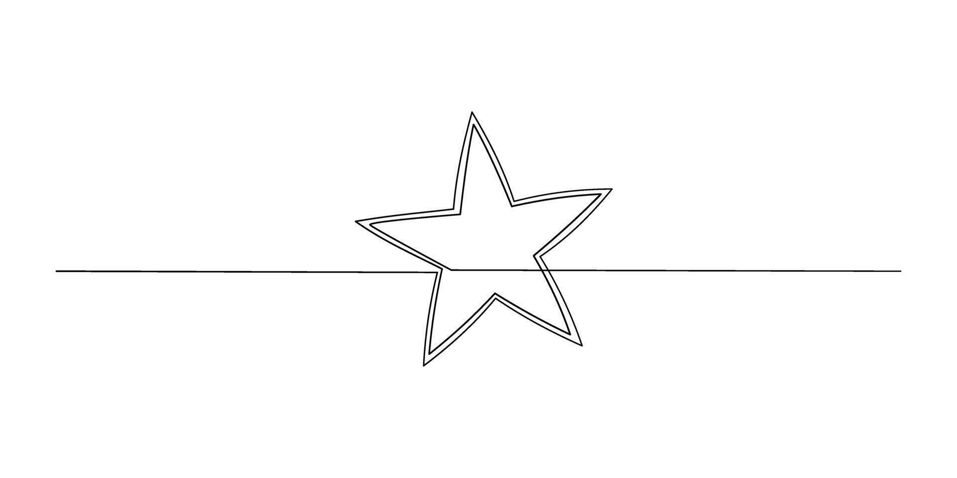 Continuous line drawing of star isolate on white background vector