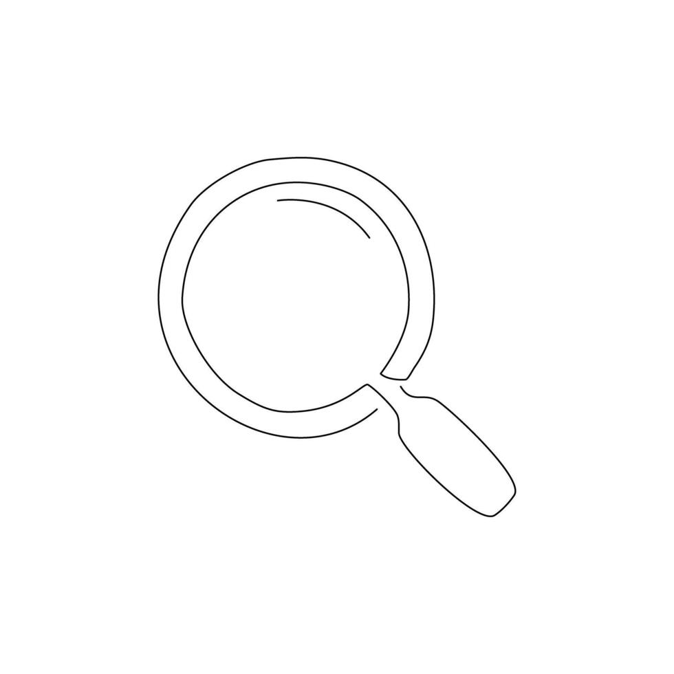 Continuous line drawing of magnifying glass isolate on white background. vector