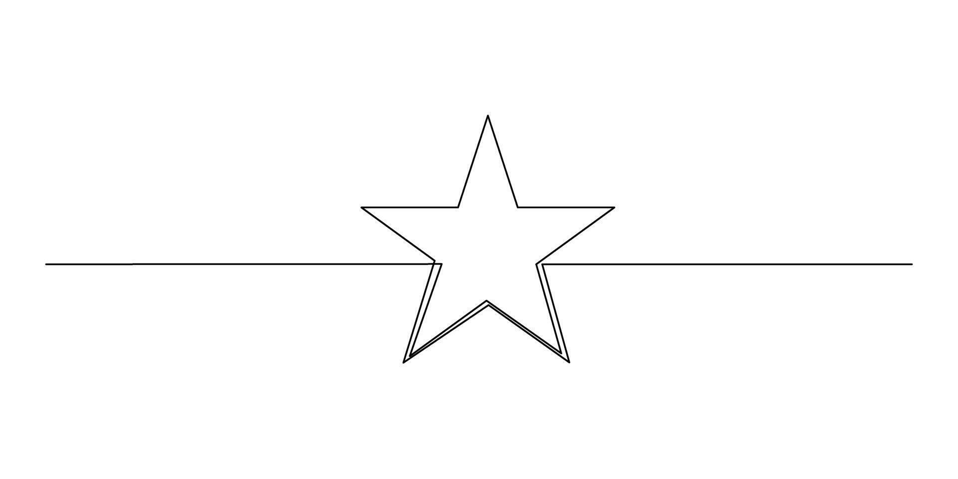 Continuous line drawing of star vector