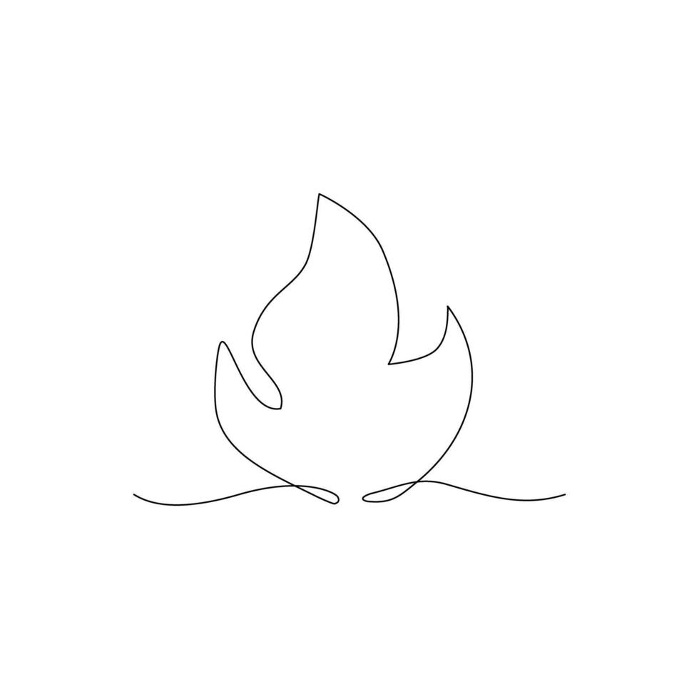 Continuous line drawing of fire on background. vector