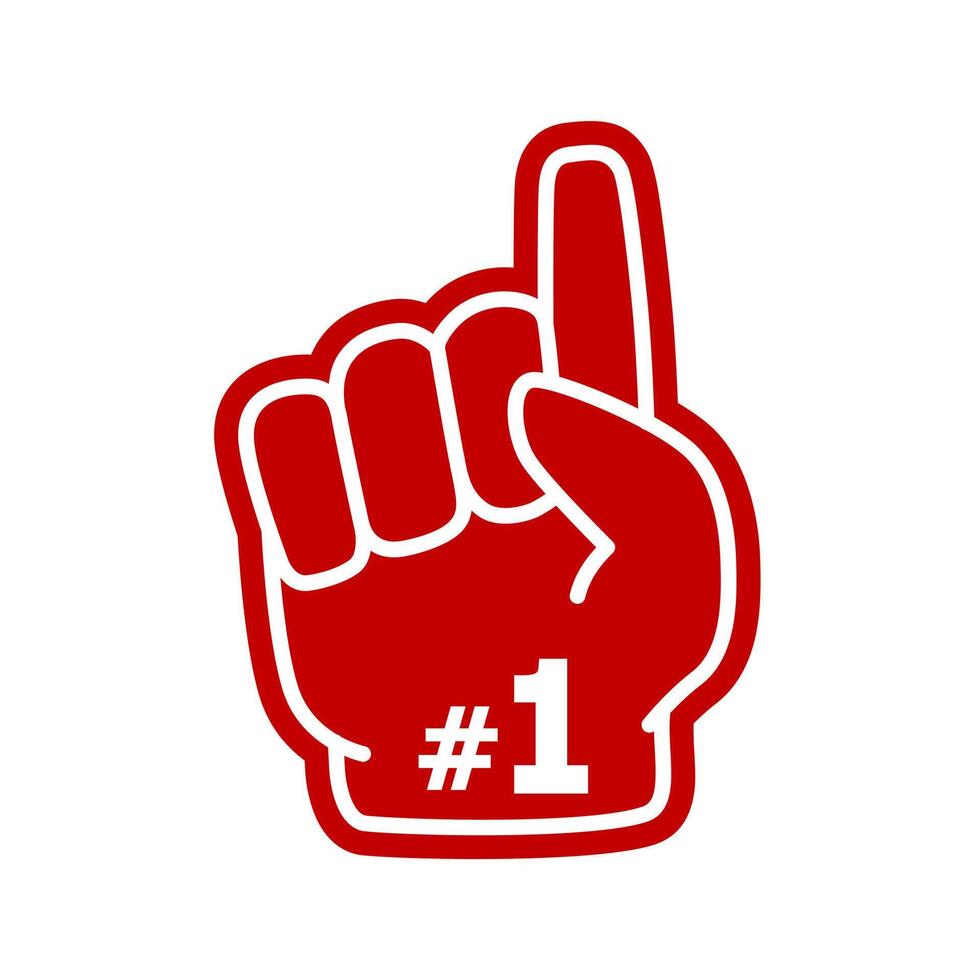 Number 1 fan red foam finger vector