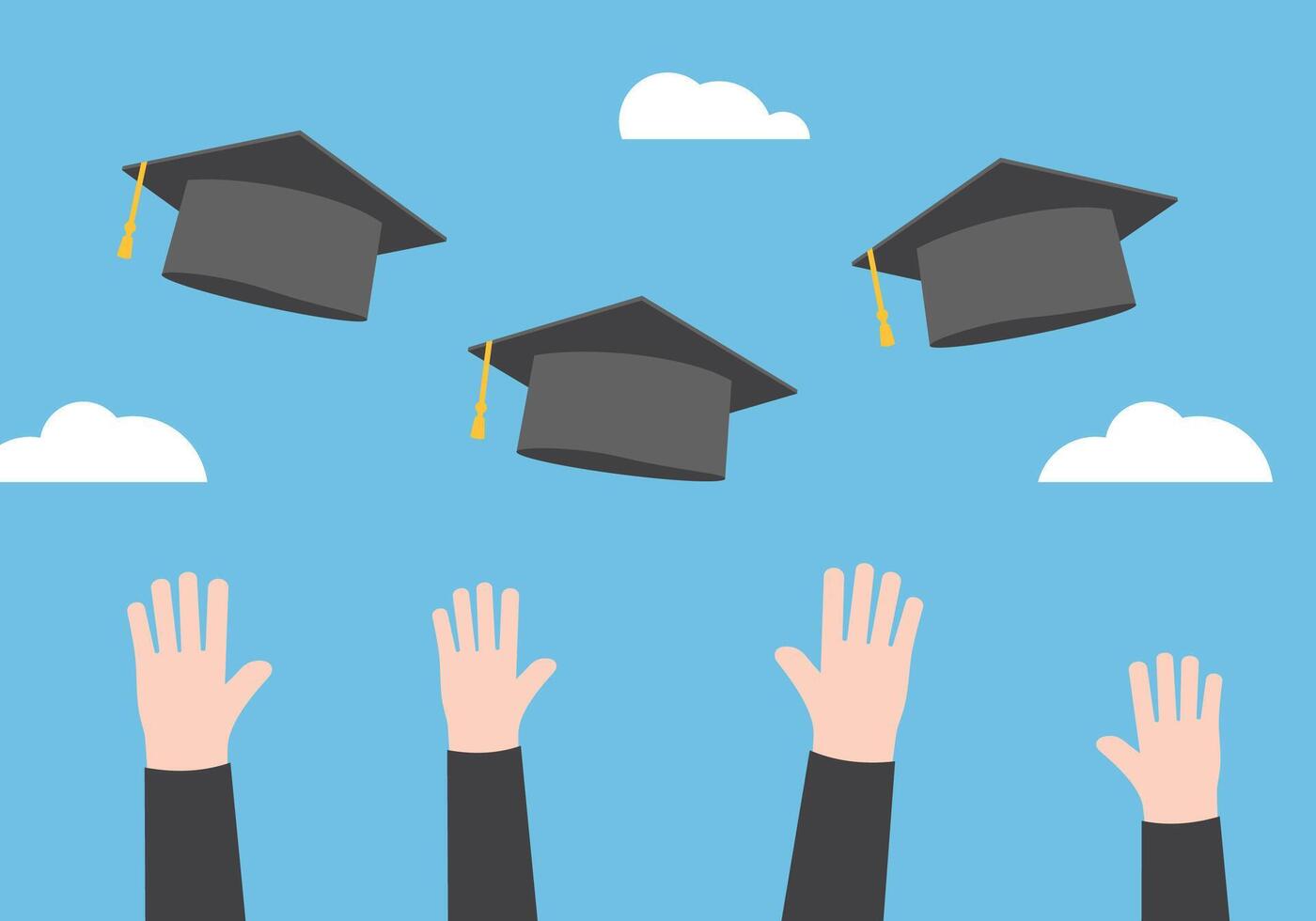 Hands up student hat vector