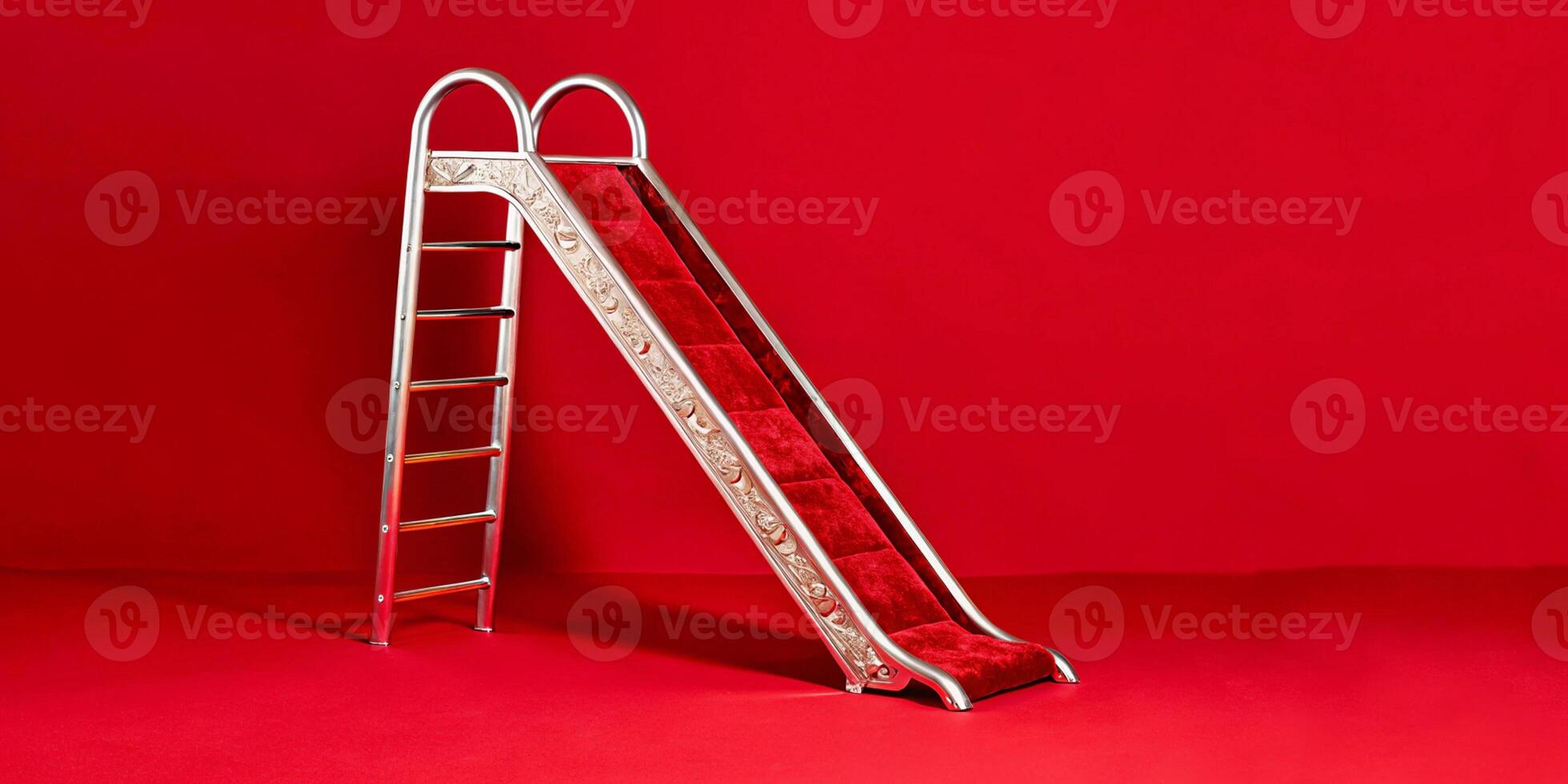 A slide ladder made of gleaming gold and silver metals, with intricate detailing along the sides. photo