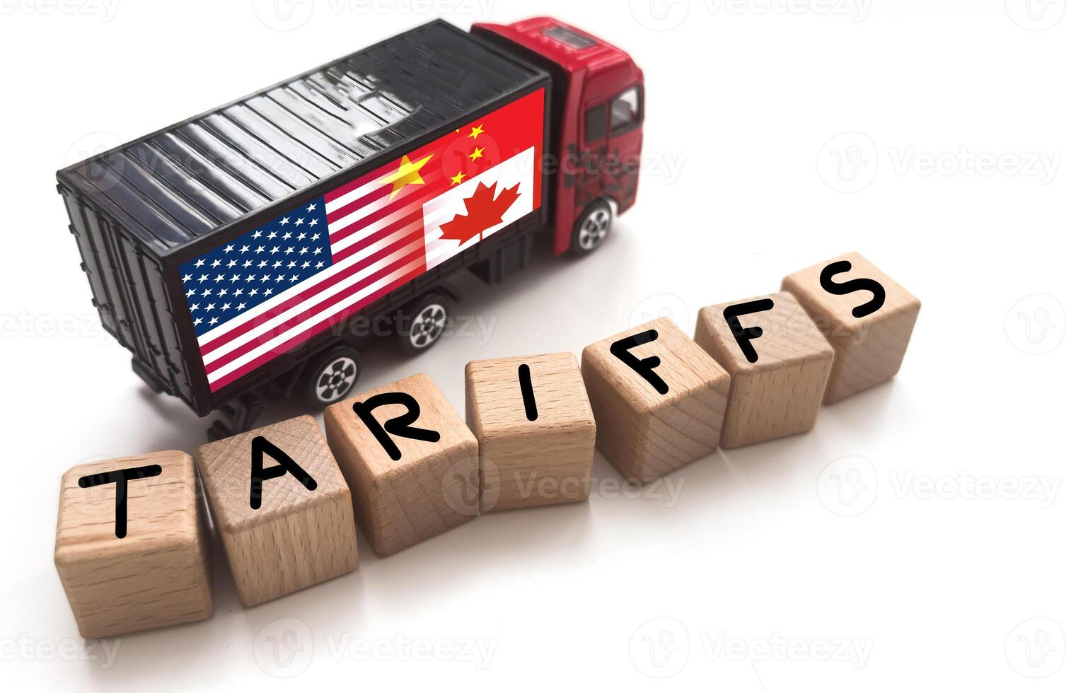 USA and China flag on coins stacking, Concept of Recession conflict tax business finance money, Symbol of economic tariffs trade war and tax barrier between United States of America and China. photo