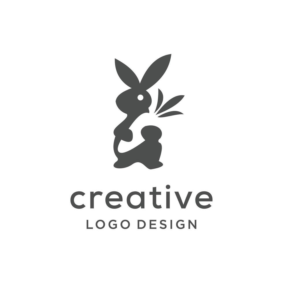 Rabbit with carrots silhouette,logo design Template vector