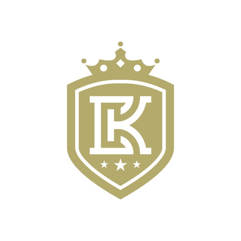 Shield And Crown With C K Initials Luxury Badge Logo Inside, Design Template vector