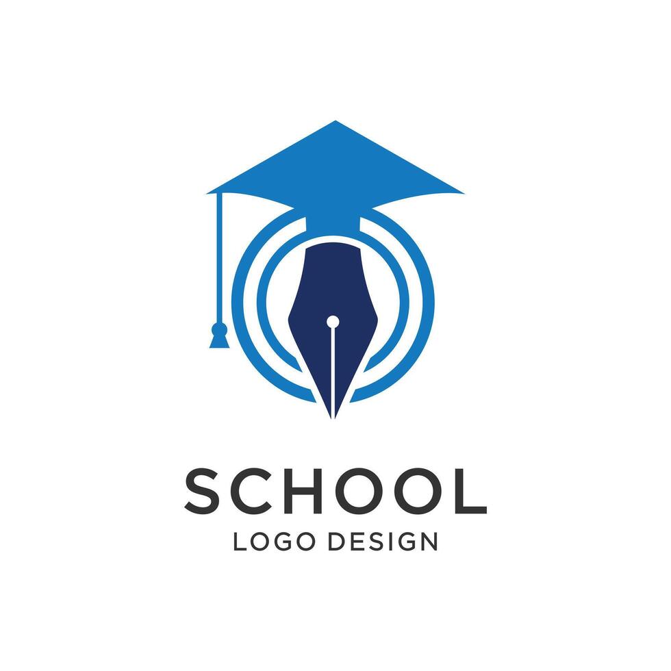 Graduate hat with pen illustration, design template vector