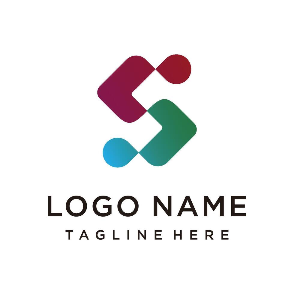 Icon S initial letter, bussines and technology, logo design template vector