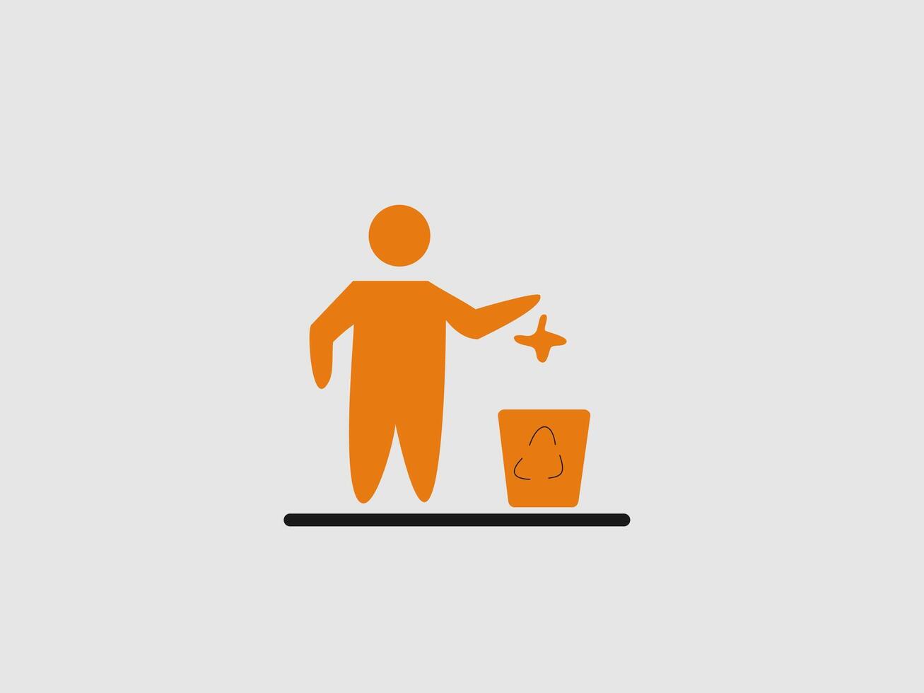 This is a simple illustration of a person throwing garbage in the trash can vector