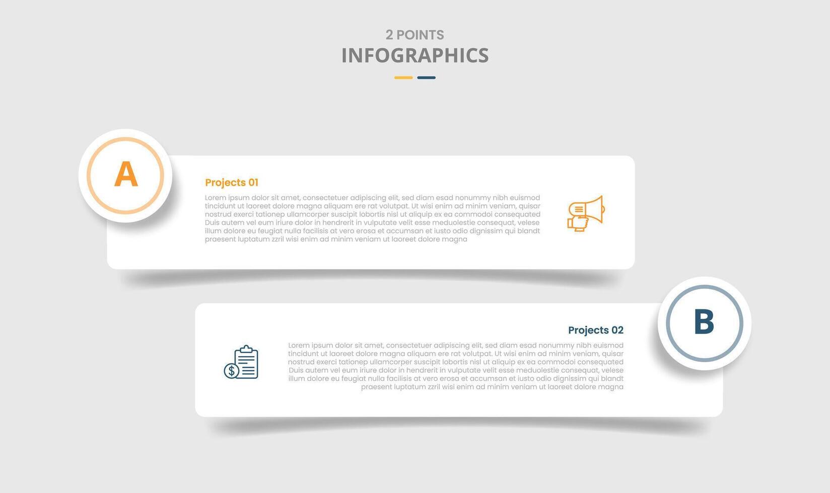 2 points template comparison concept for infographic with round rectangle box with circle badge with drop shadow style with two point list information vector
