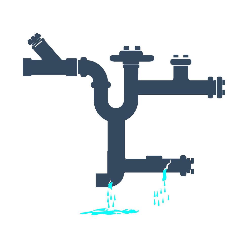 vectors illustration of water pipe leaking