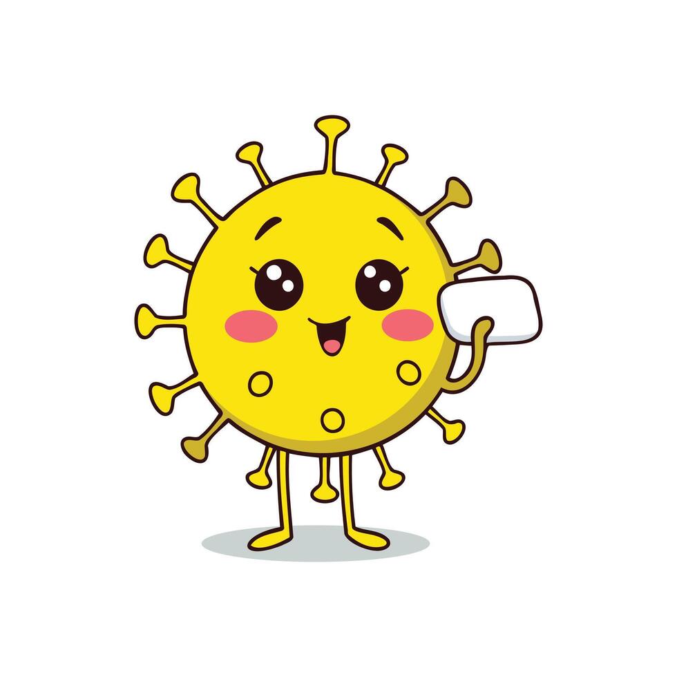 Cartoon virus with soap promoting handwashing and health safety awareness vector