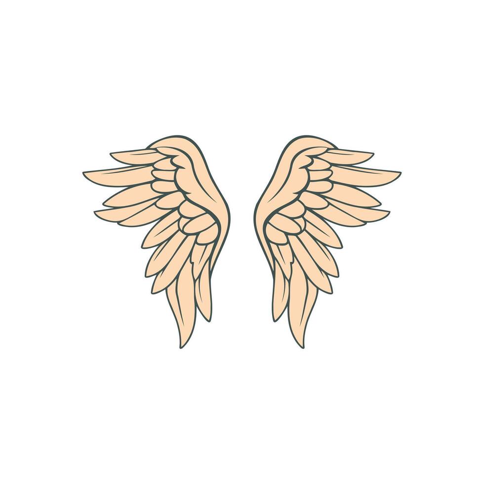 Elegant feathered wings for spiritual, gothic, or celestial artwork vector
