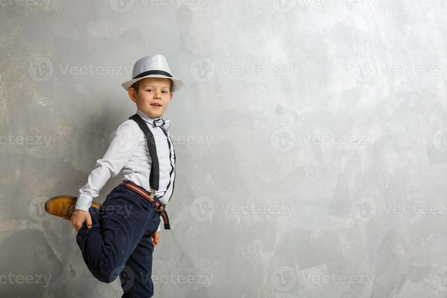 stylish little boy. Little child. Success, bright idea photo