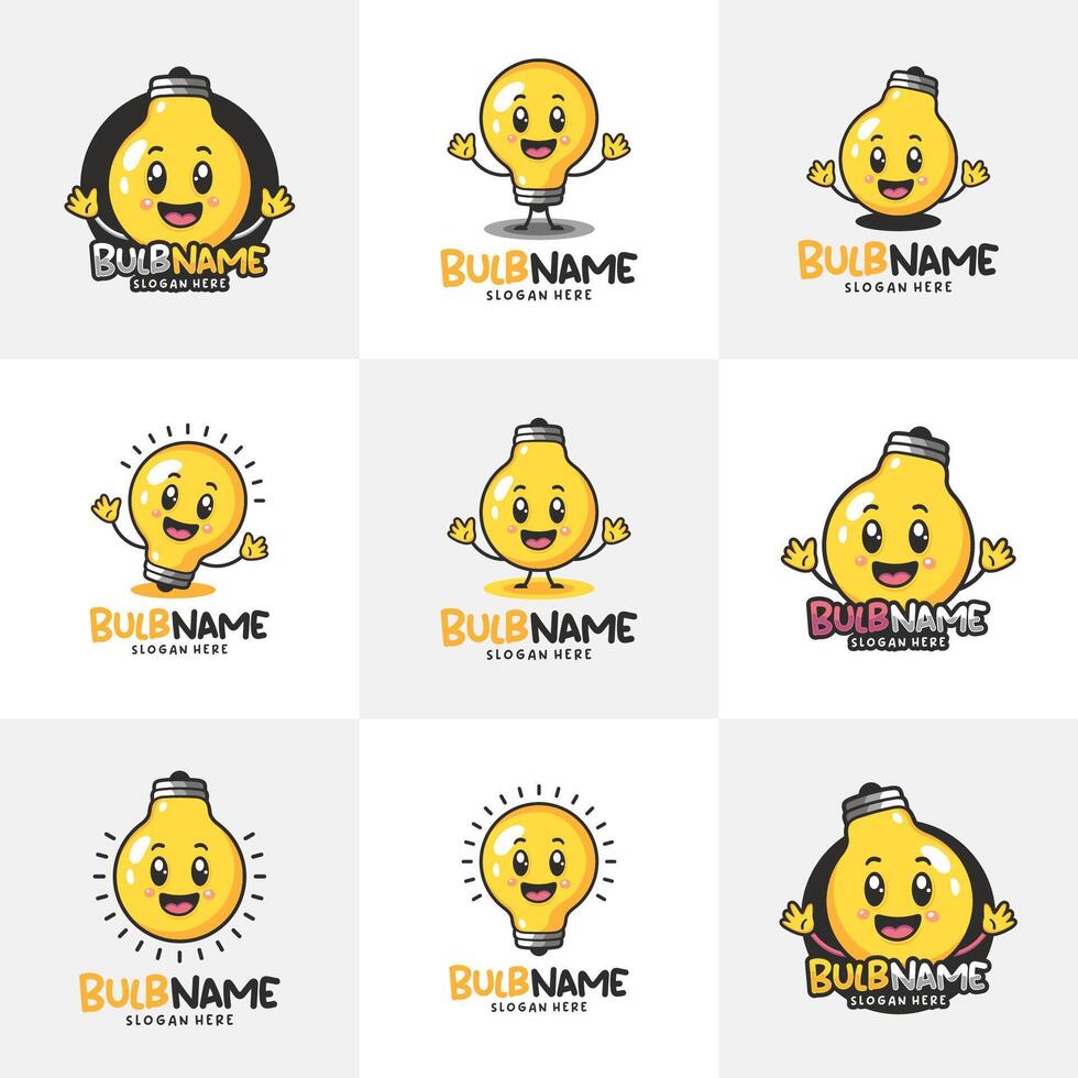 Set of Character Bulb logo design concept . Creative Bulb Logo Design Template. vector
