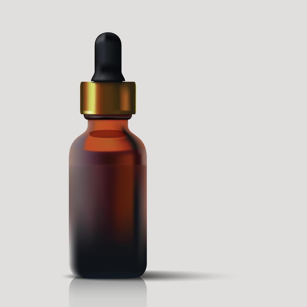 Bottle brown color glass drop realistic for decoration vector