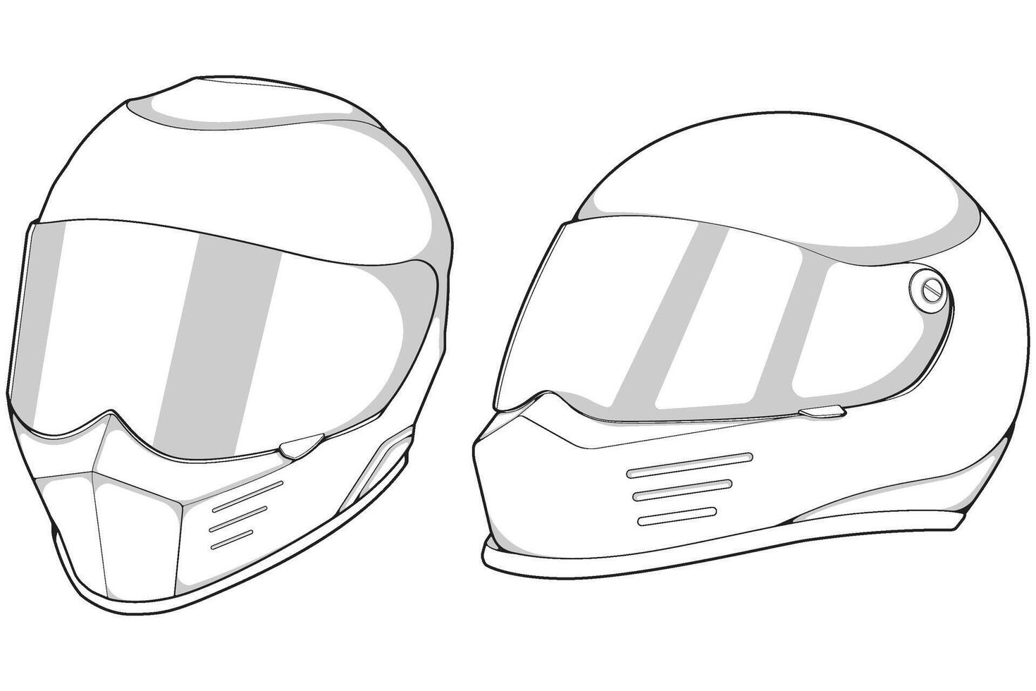 Bundling template helmet full face line art. outline helmet illustration line art. helmet. vector
