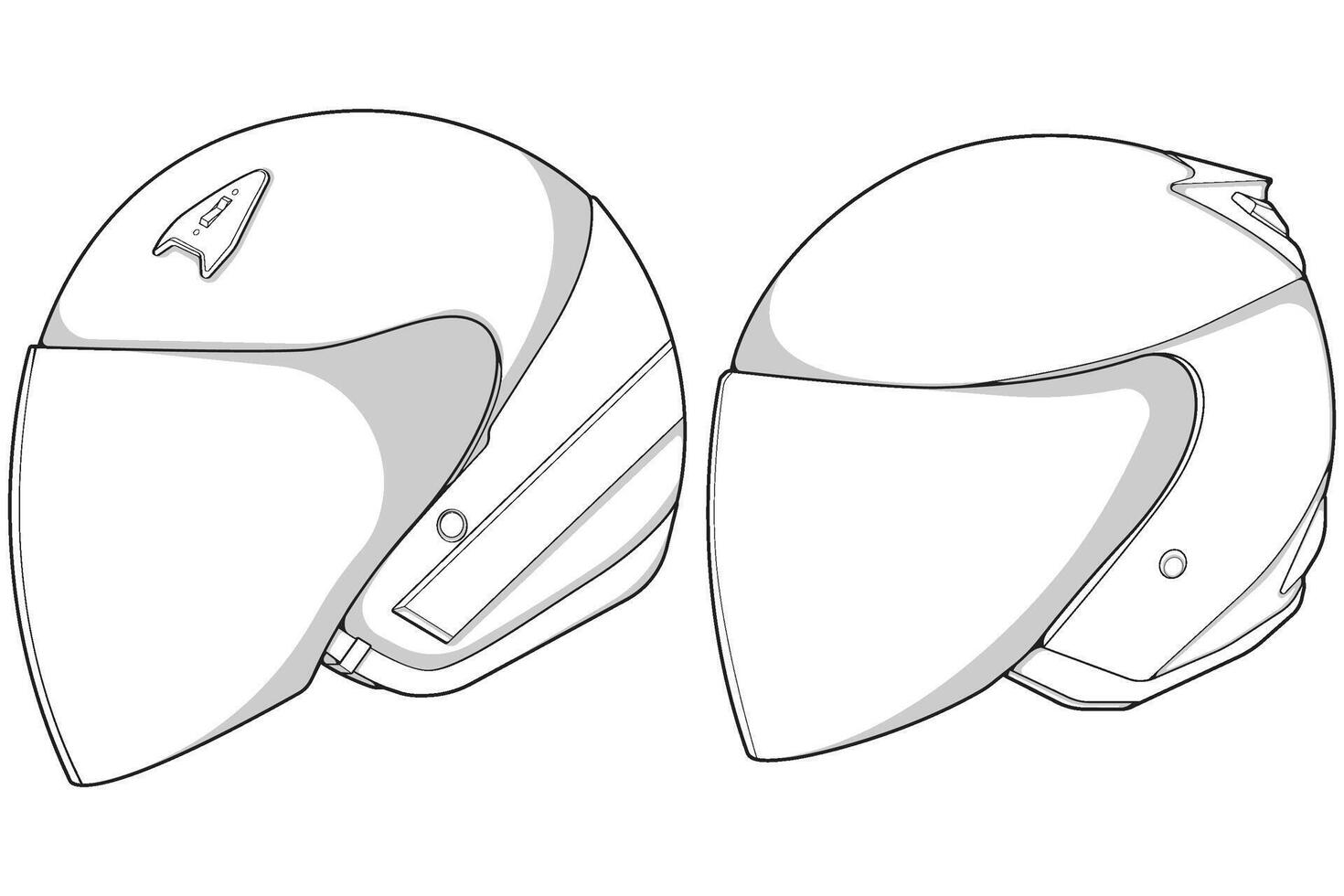 Bundling set template helmet half face line art. helmet illustration line art vector