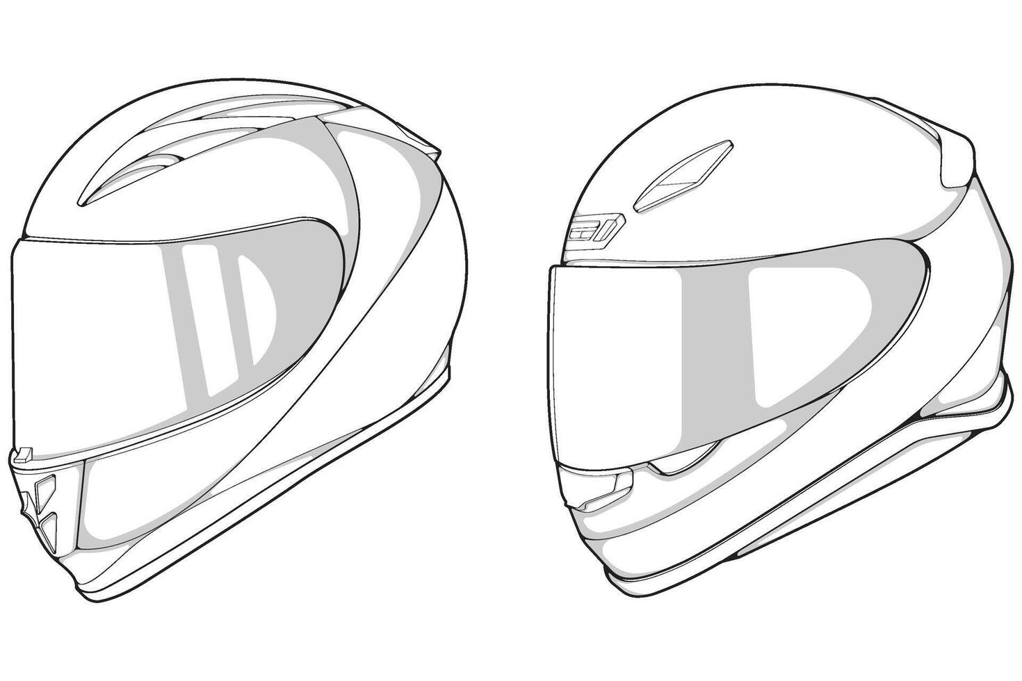set template helmet full face line art. outline helmet illustration line art. helmet. vector