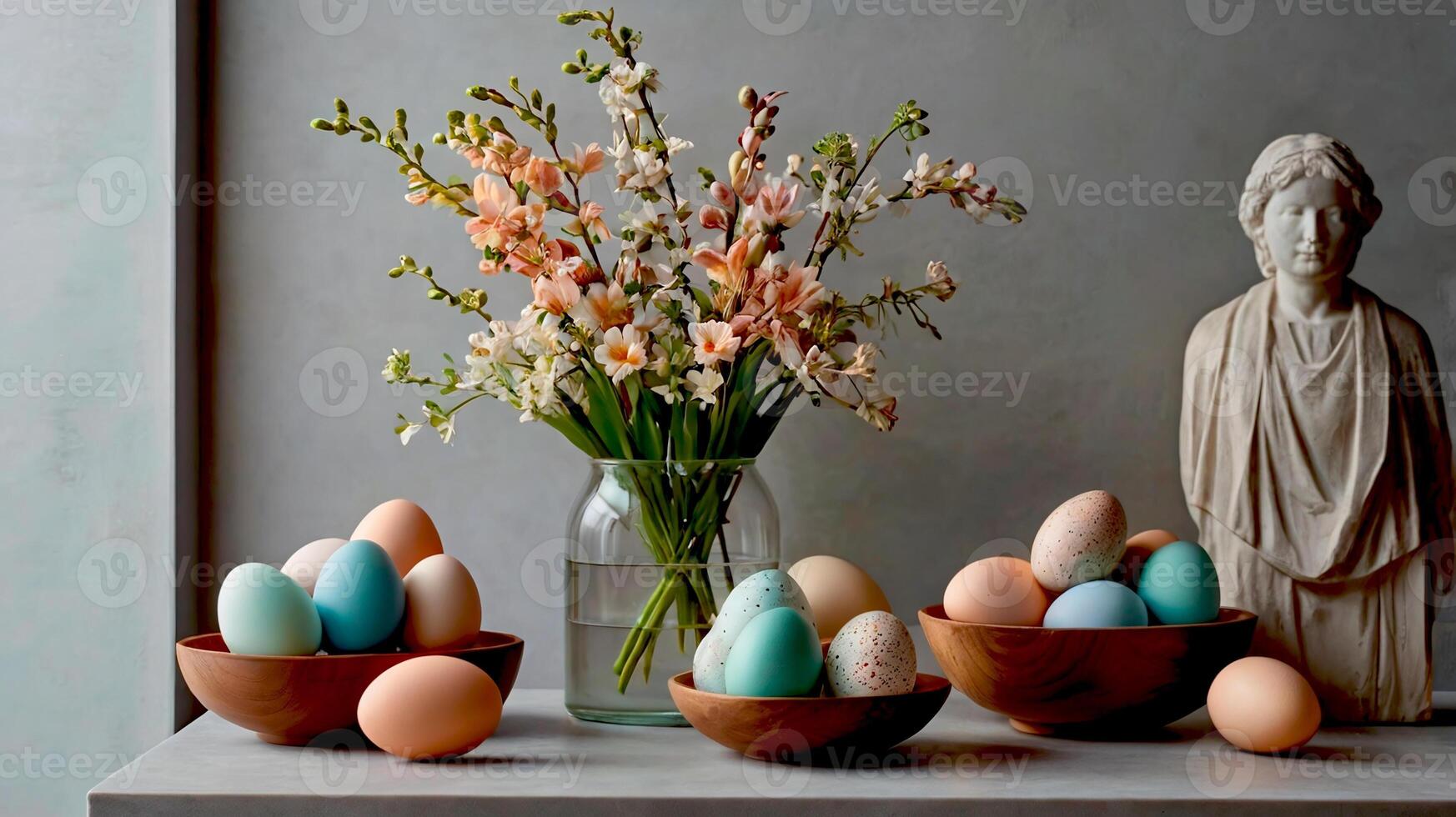 Modern Easter decoration in soft pastels colors photo