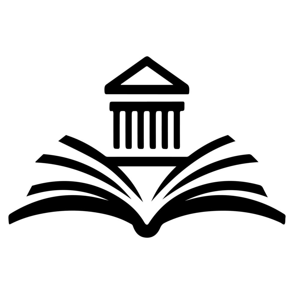 Open Book with Museum Building vector