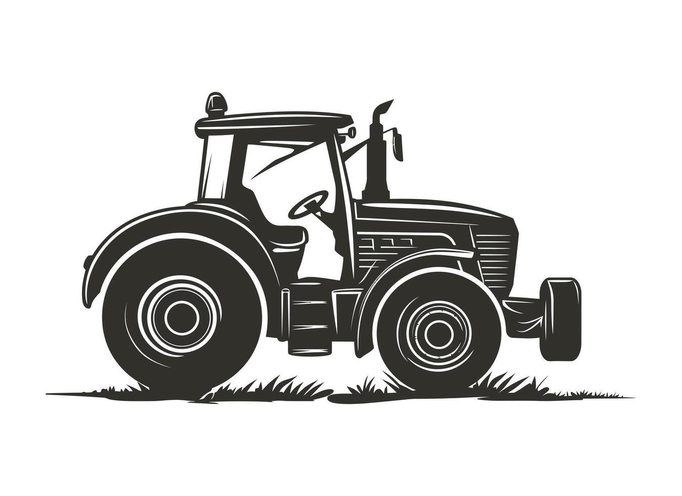 creative style tractor silhouette on white background vector