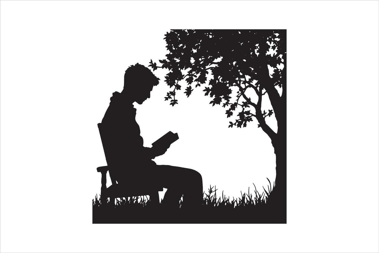 Minimalist Book Reading Silhouette vector
