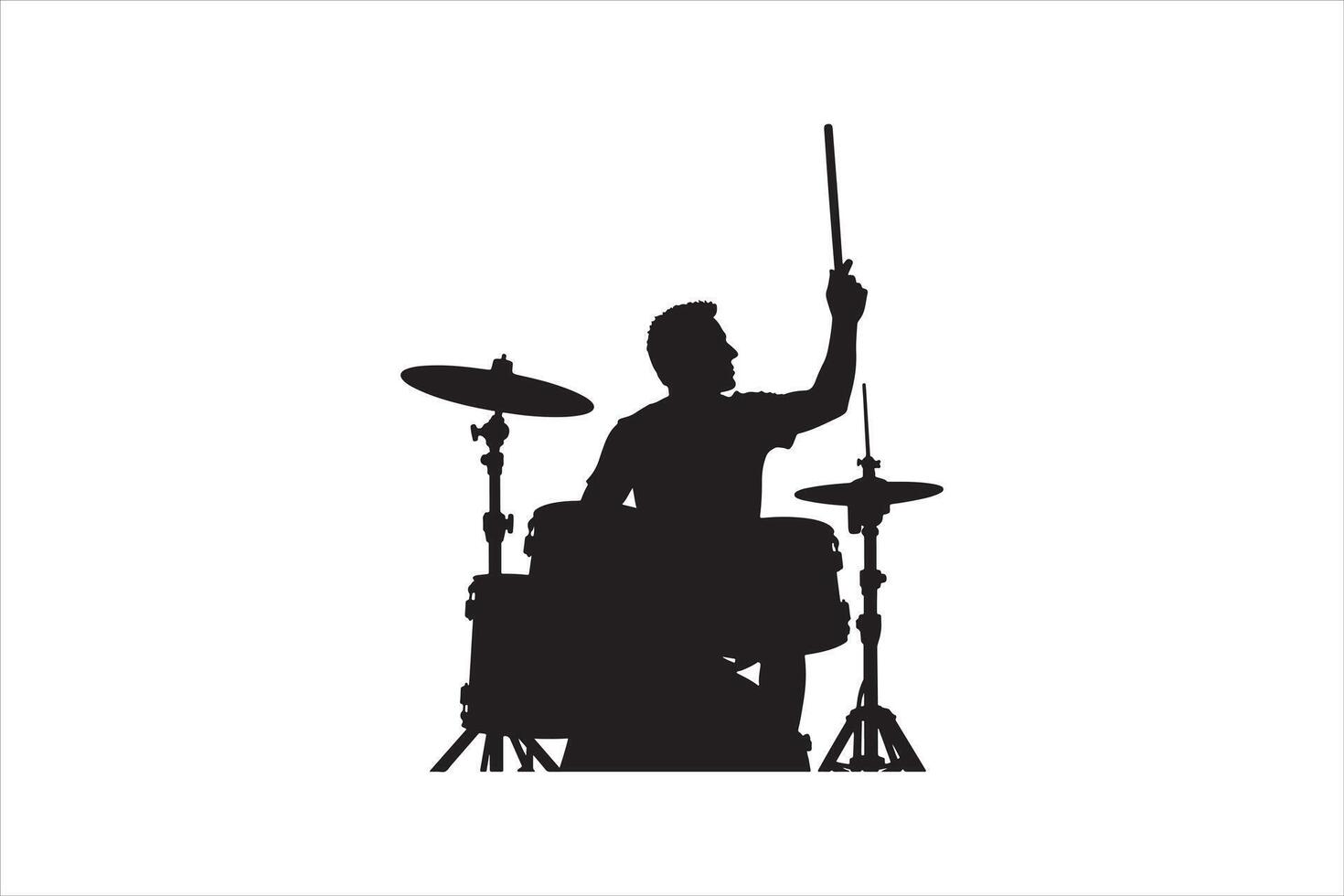 Musician Playing Drums in Concert Silhouette vector
