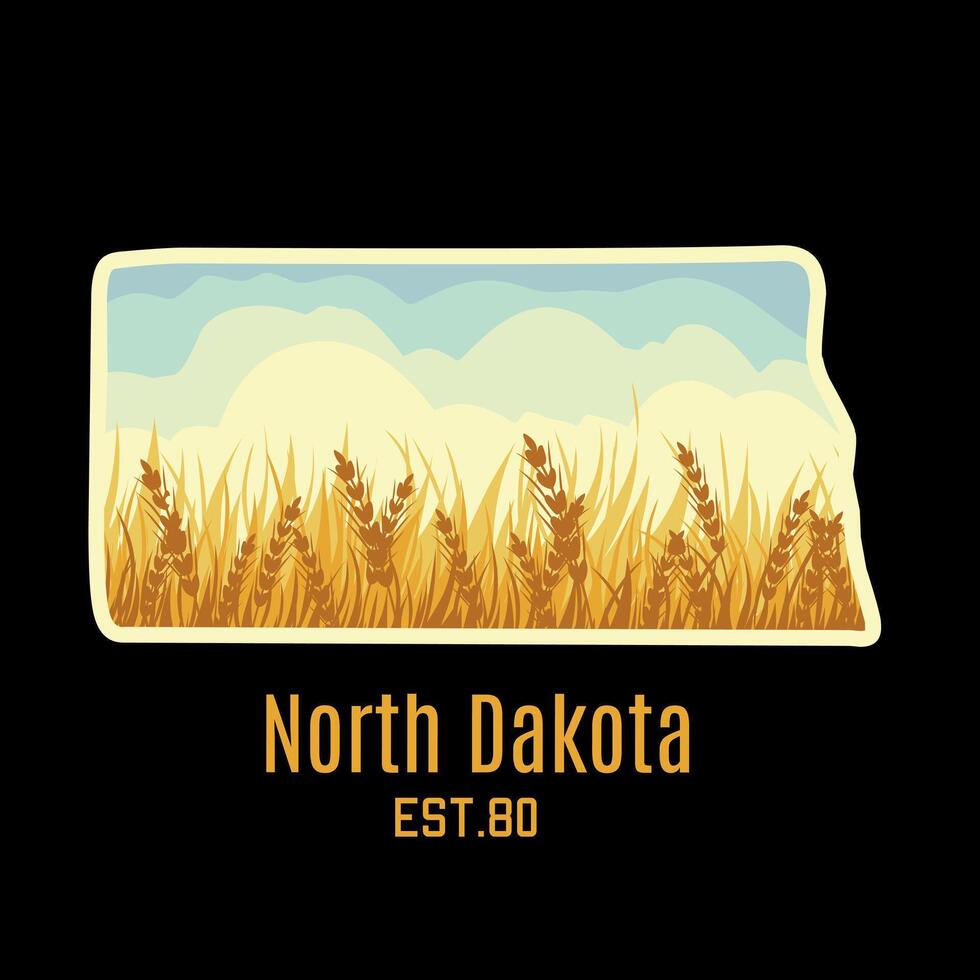 Wheat Field in North Dakota With Calm Sky Scenery vector