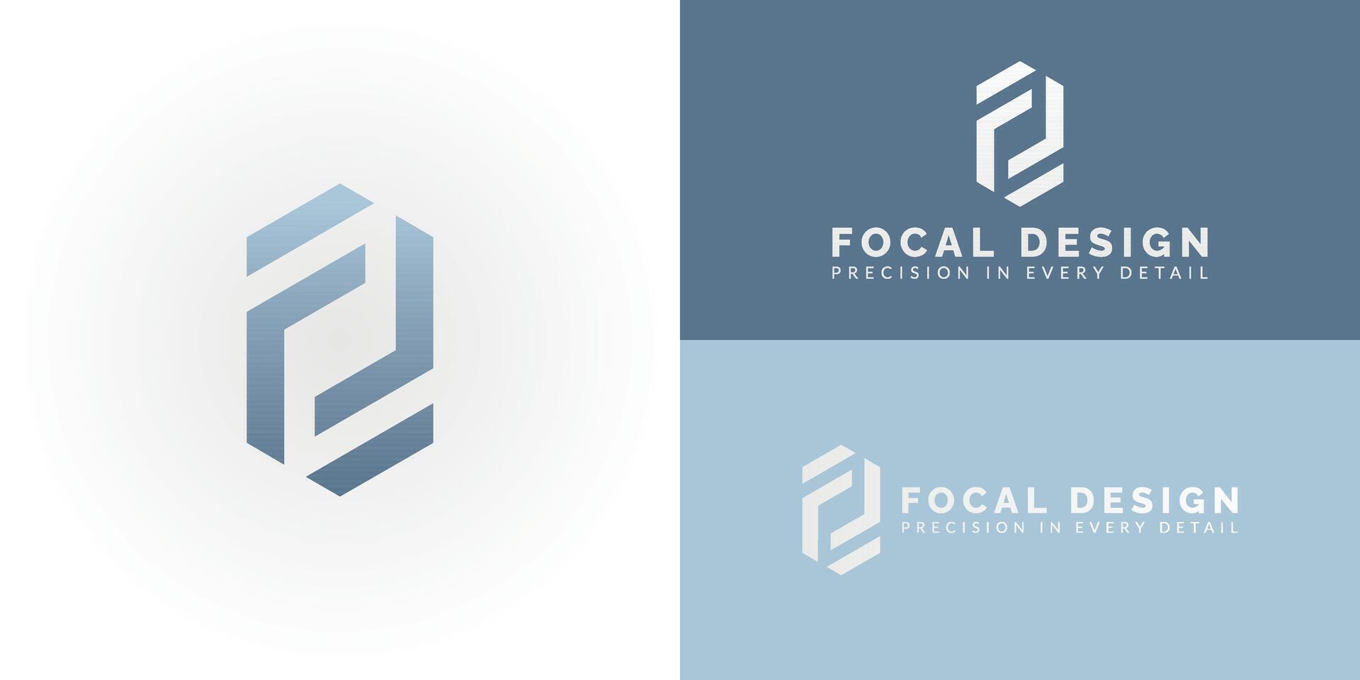 The dynamic logo design creatively integrates the initials FD into a striking hexagonal shape, creating a unique symbol that evokes a sense of structure, precision, and architectural innovation. vector
