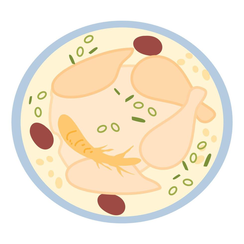 Samgyetang or ginseng chicken soup vector