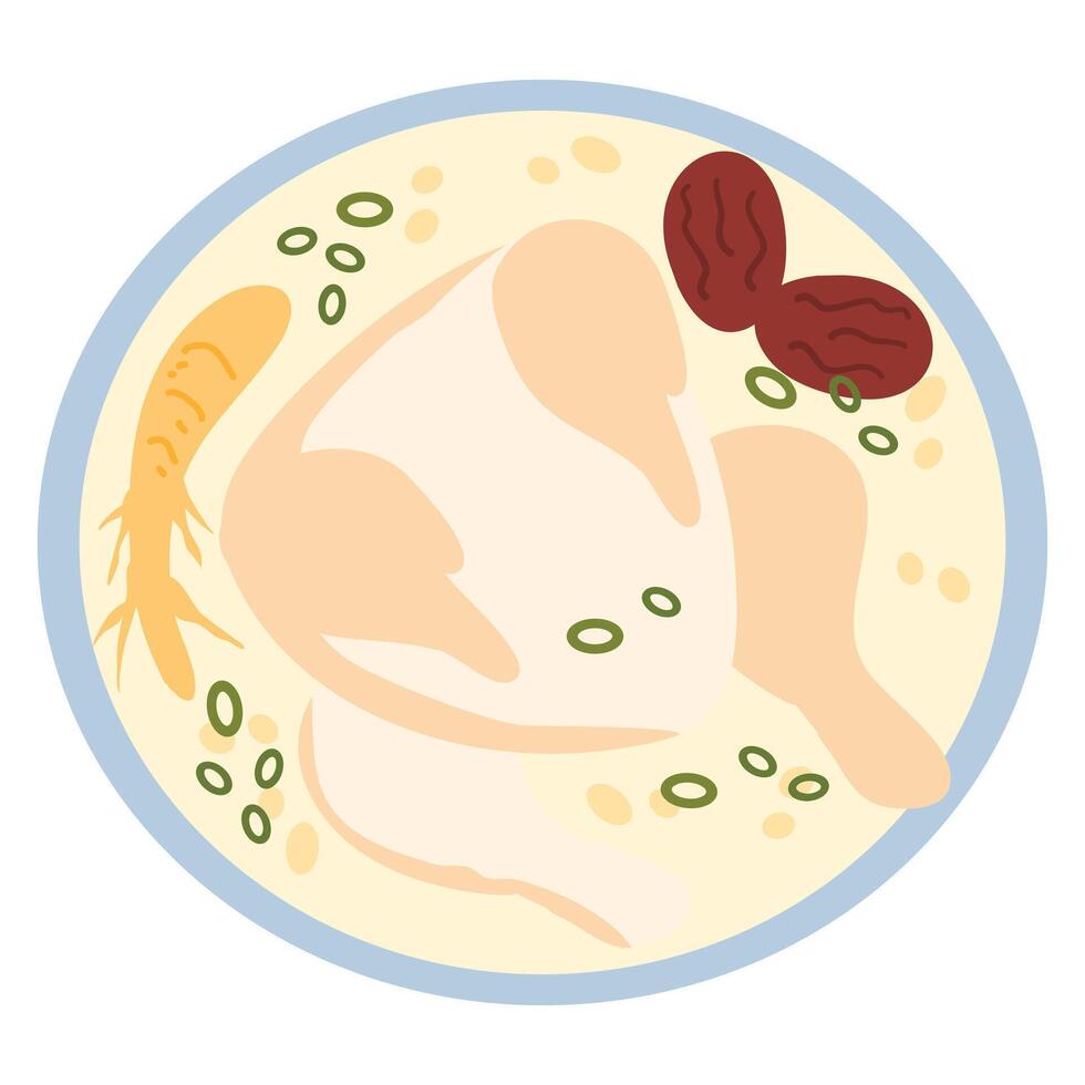Traditional Korean Chicken Soup Samgyetang vector
