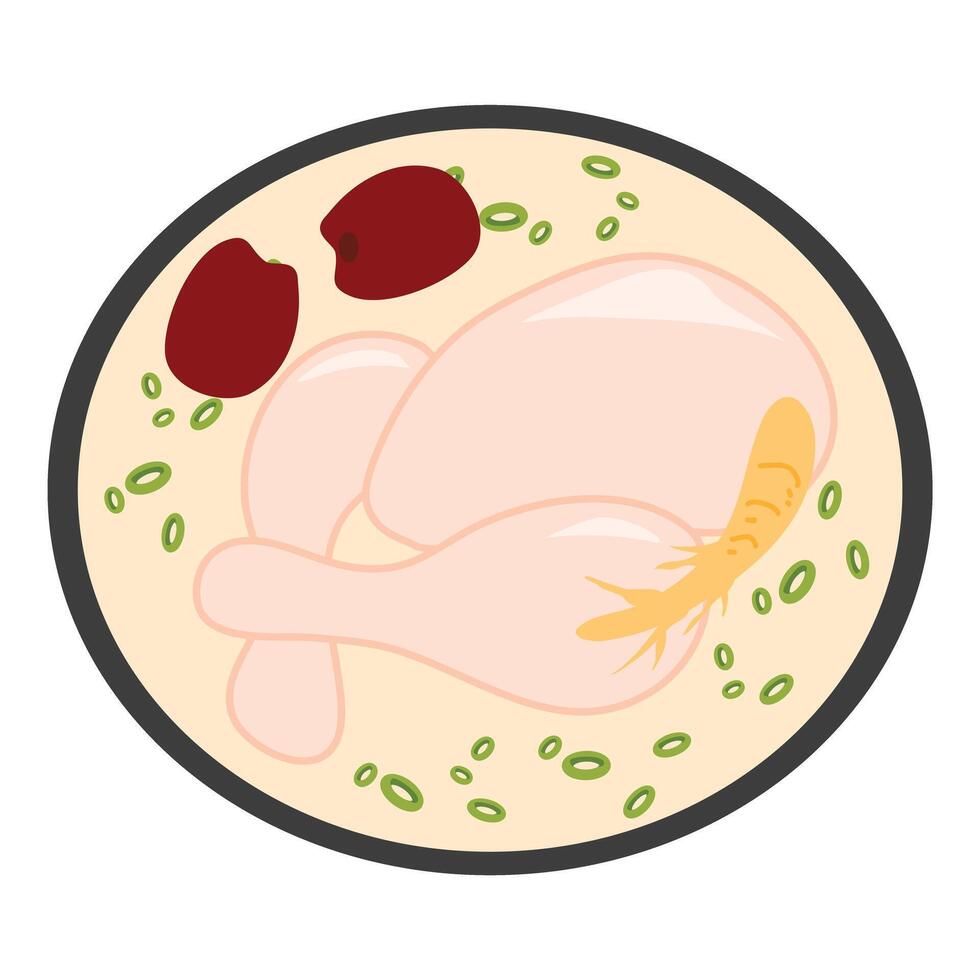 Korean Samgyetang Ginseng Chicken Soup illustration vector