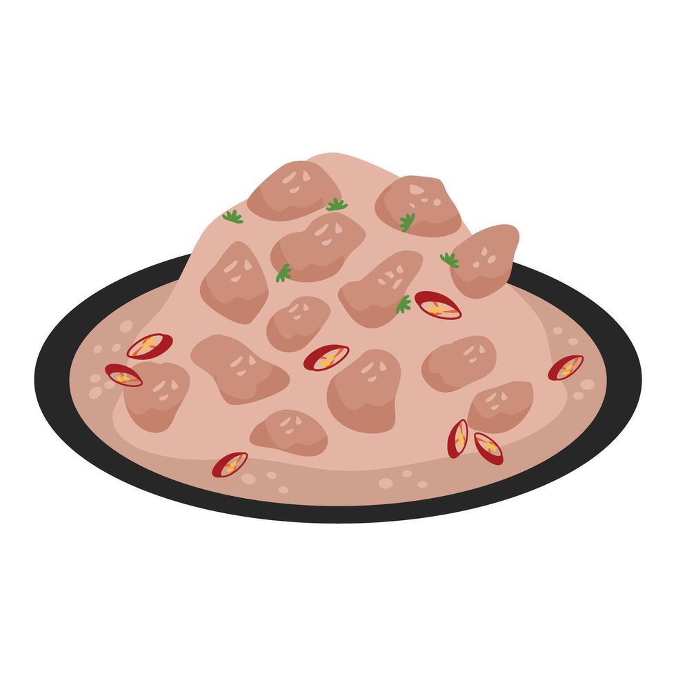 Spicy Bicol Express with chili, coconut, garlic, onion and ginger vector