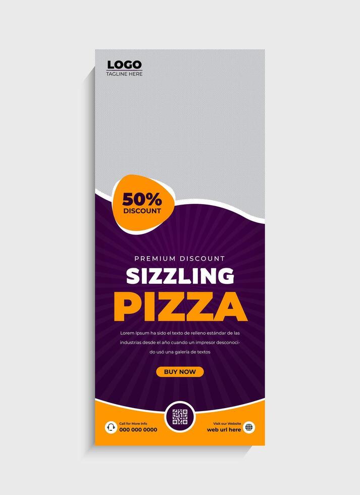 Delicious pizza roll up banner template vector
