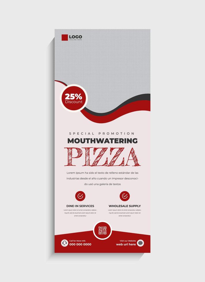Flavorful pizza roll up banner or standee template vector