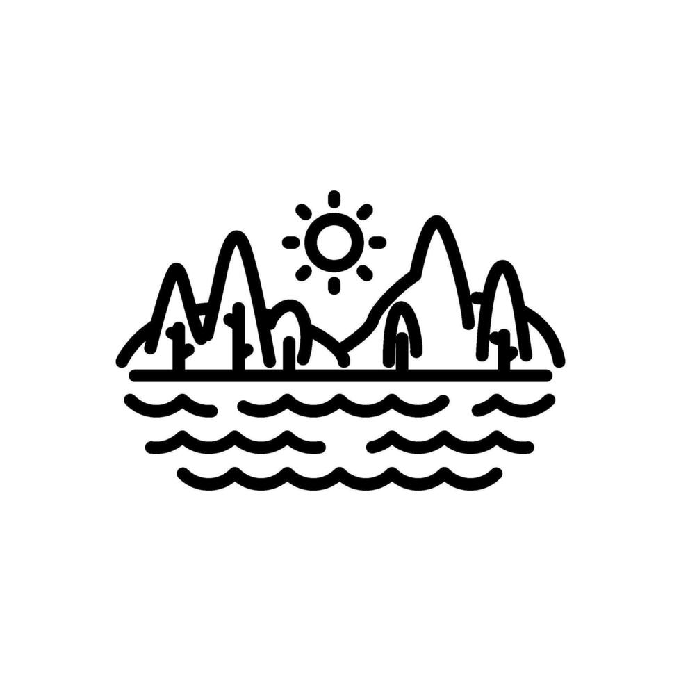 lake icon, line style icon vector