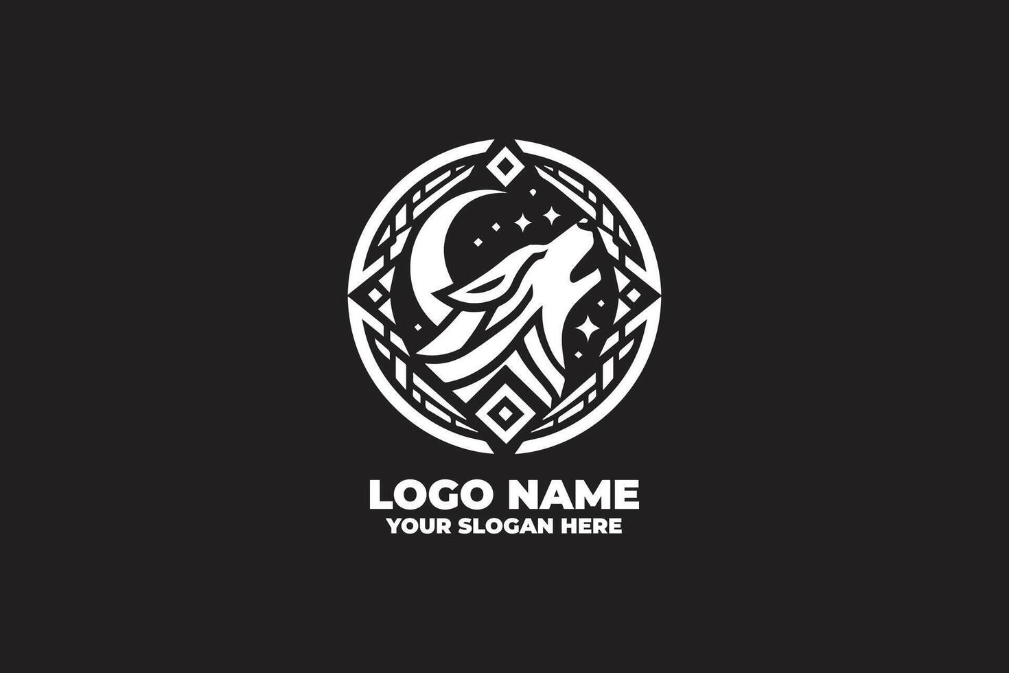 Bold and Balanced, A Howling Wolf Logo with Geometric Harmony vector