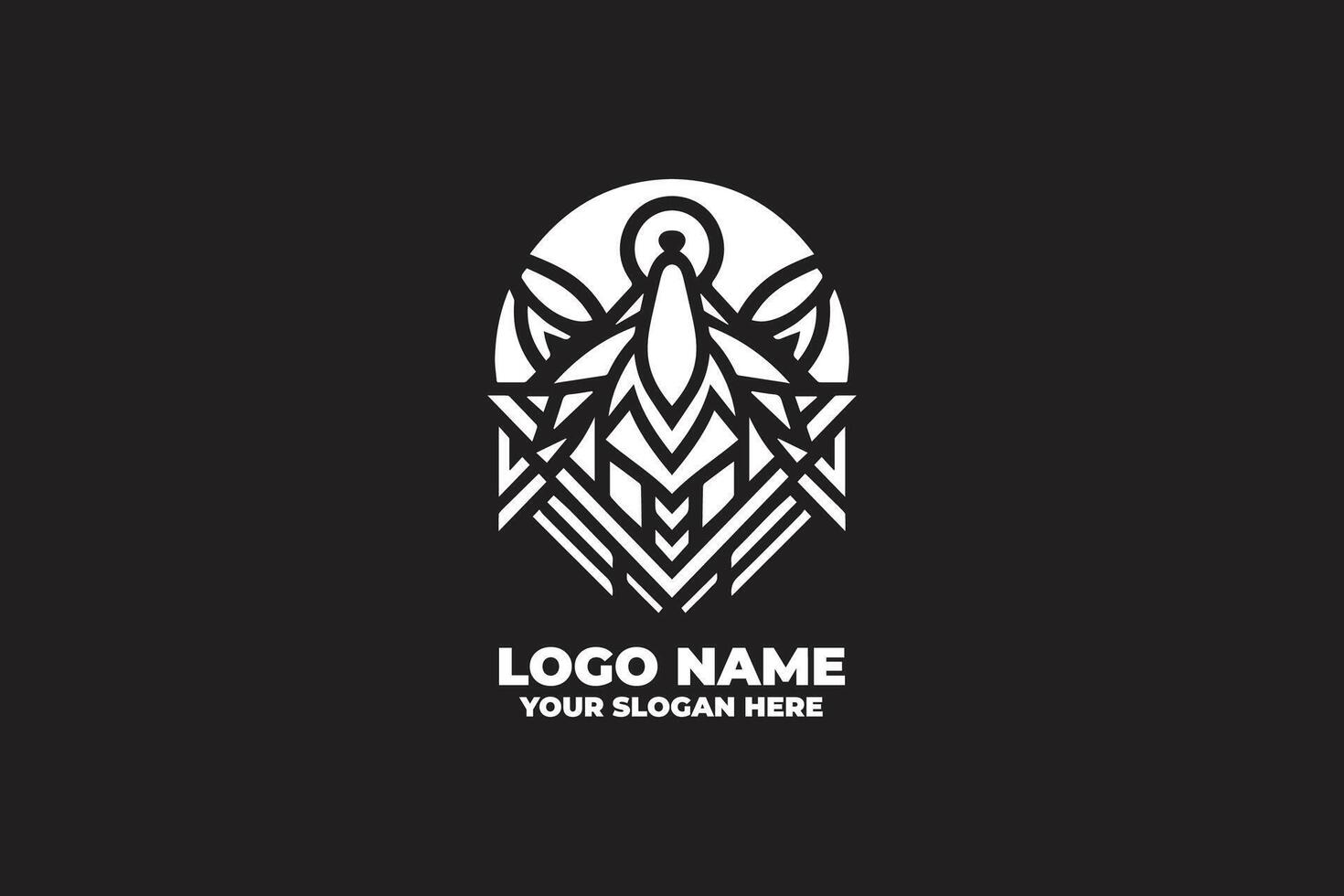 Mystical Howling Wolf Logo with Perfect Symmetry vector