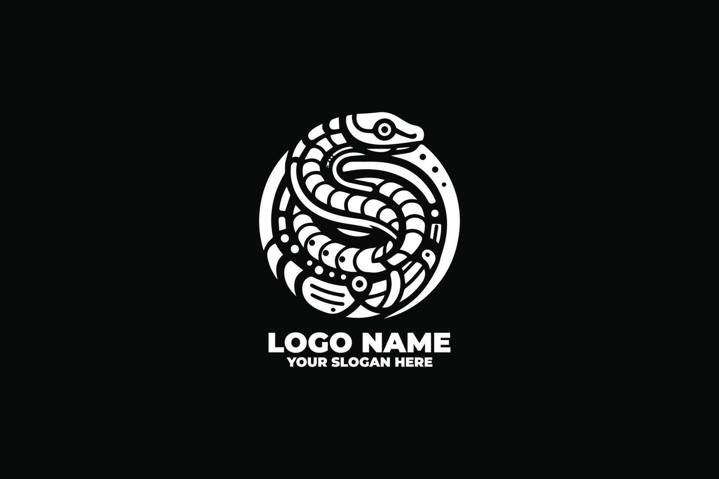 Intricate Coiled Snake Logo with Mesmerizing Scales vector