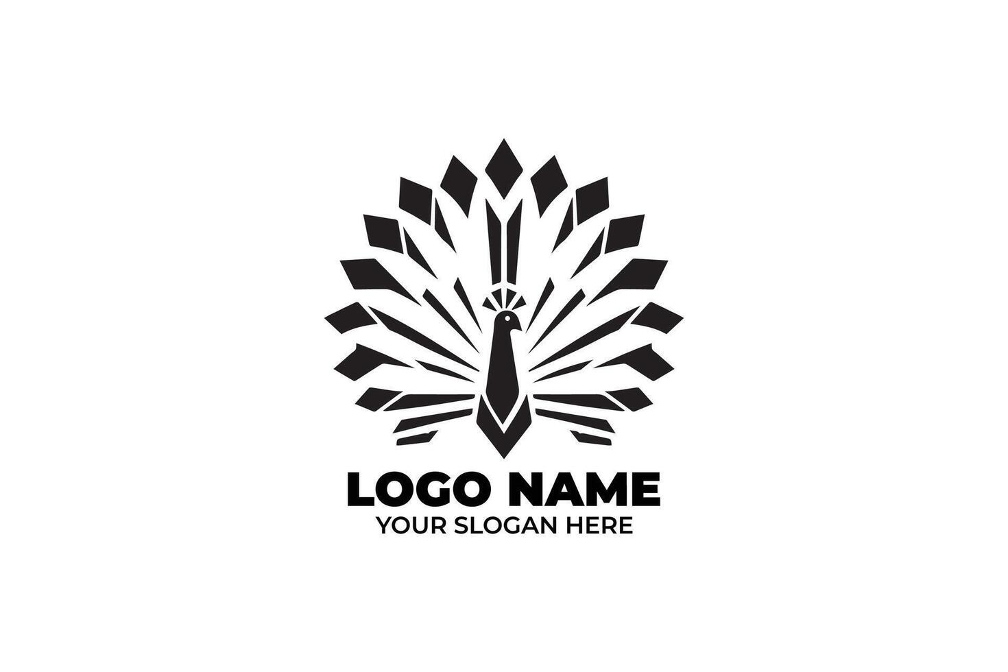 Regal and Modern, A Stylized Peacock Logo with Geometric Feathers vector