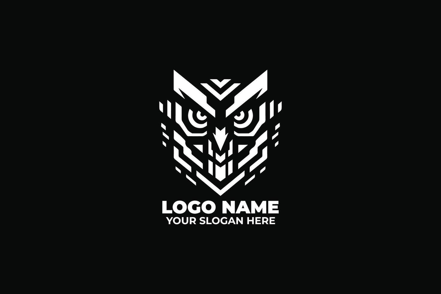 The Watchful Guardian, A Digital Owl Logo with Bold, Sharp Lines vector