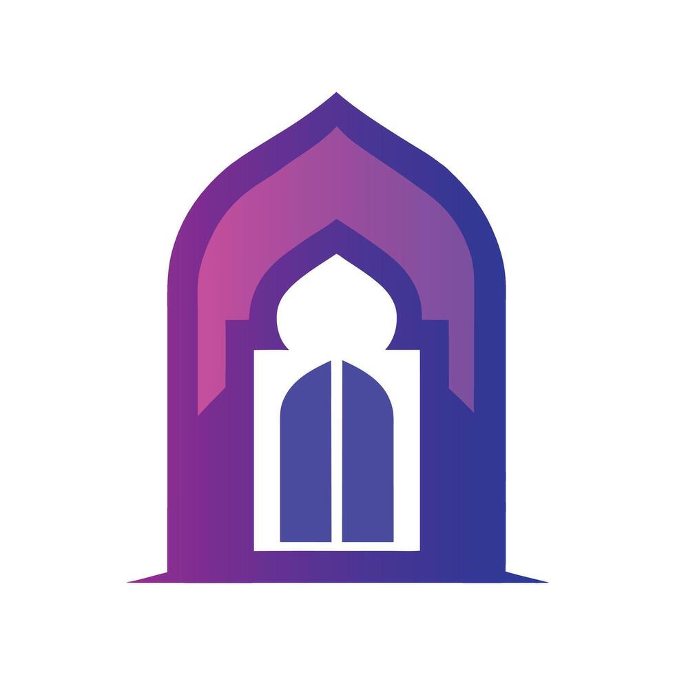 Simple Islamic Door and Window Shape Logo Icon on White Background vector