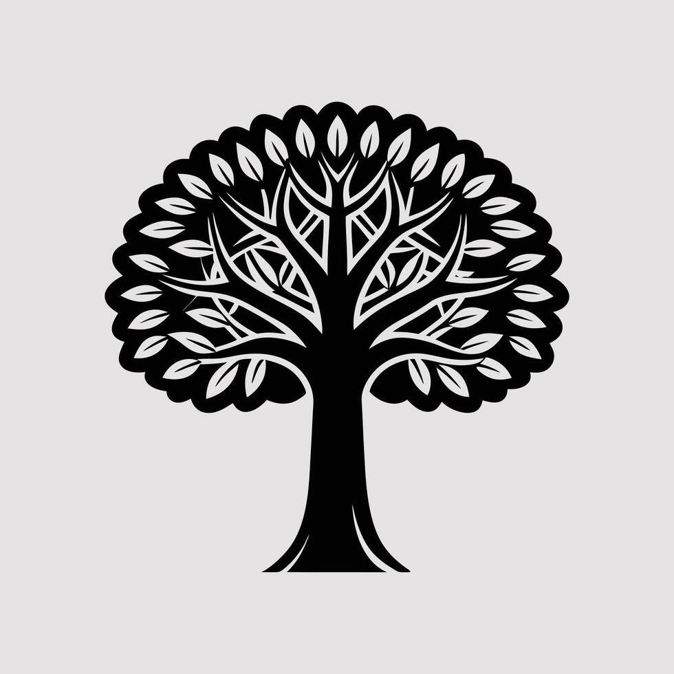 Tree Icon round Canopy on White Background Minimalist Nature Illustration vector