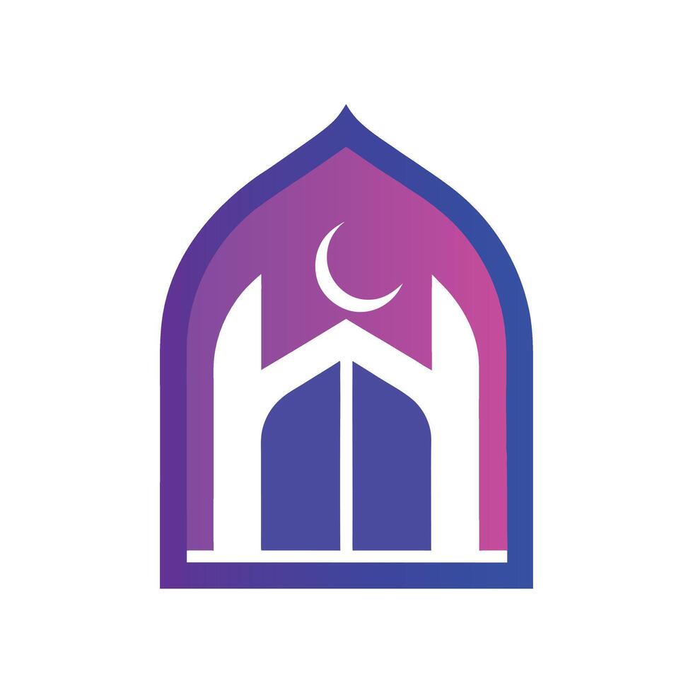Simple Islamic Door and Window Shape Logo Icon on White Background Minimalist and Elegant Design vector