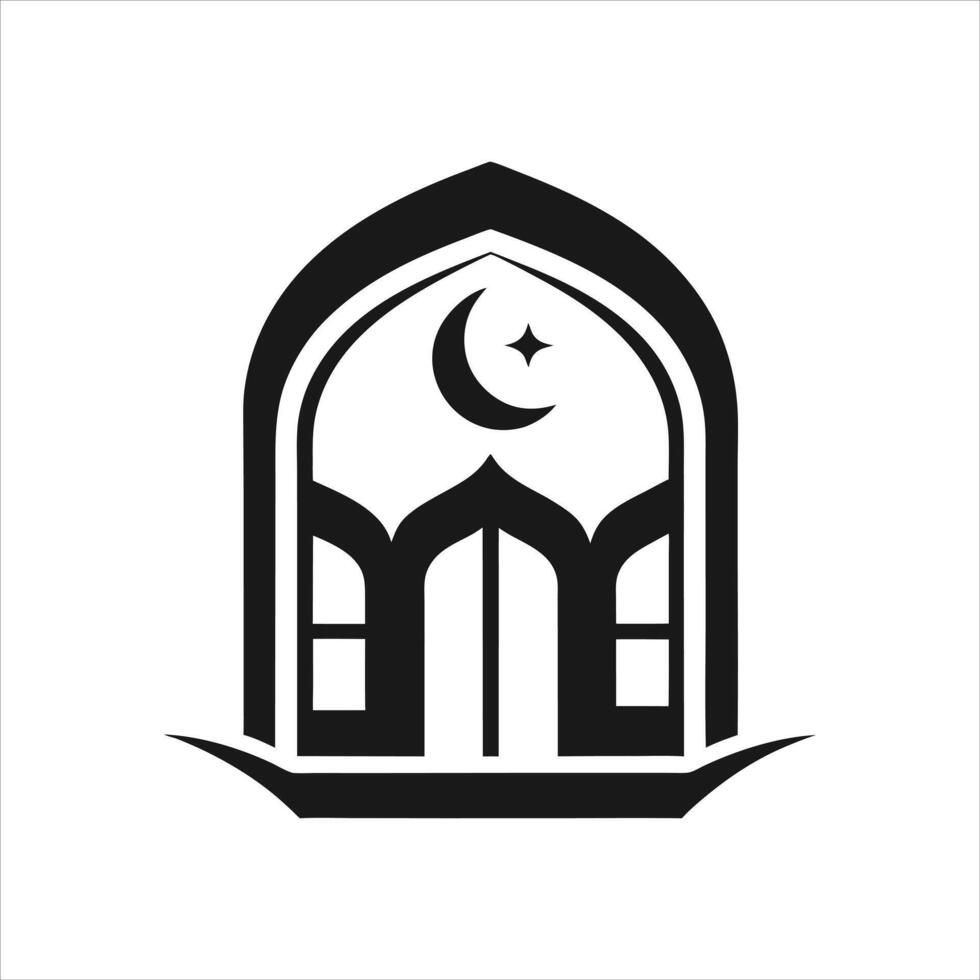 Islamic Door and Window Shape Logo Icon on White Background vector
