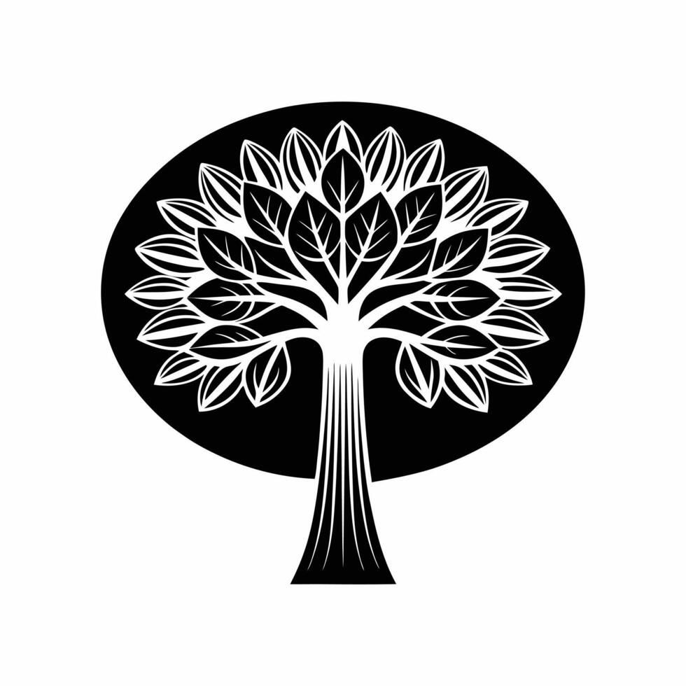 Tree Icon with Canopy on White Background Illustration vector