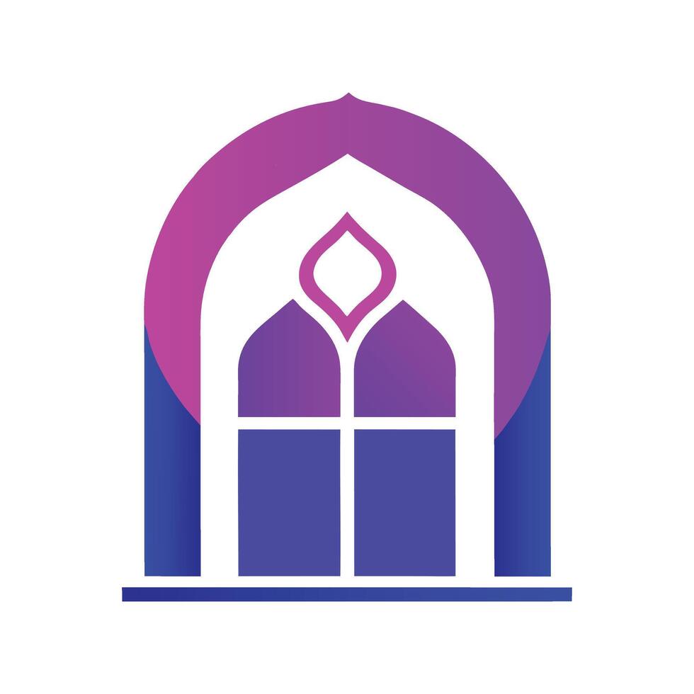 Islamic Door and Window Shape Logo Icon on White Background Minimalist and Elegant Design vector