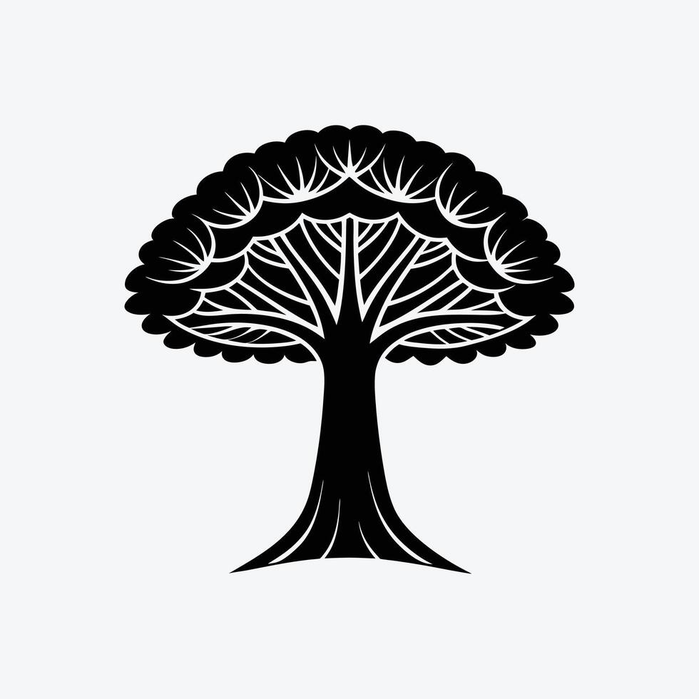 Tree Icon with round Canopy on White Background minimalist vector