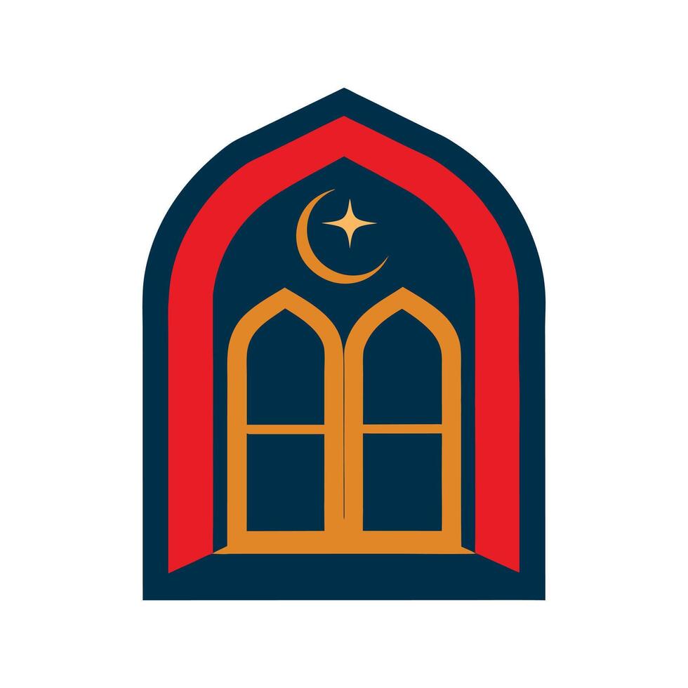 Islamic Door and Window Logo Icon on White Background vector